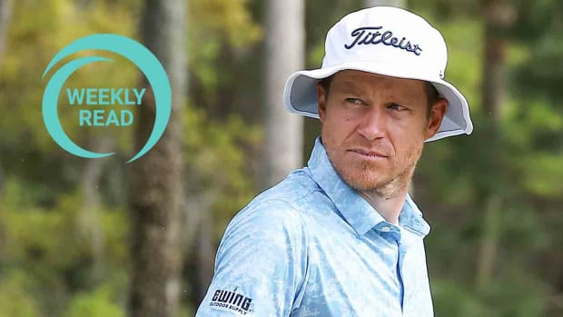 Peter Malnati is pictured at the 2024 Players Championship along with the SI Golf Weekly Read logo.