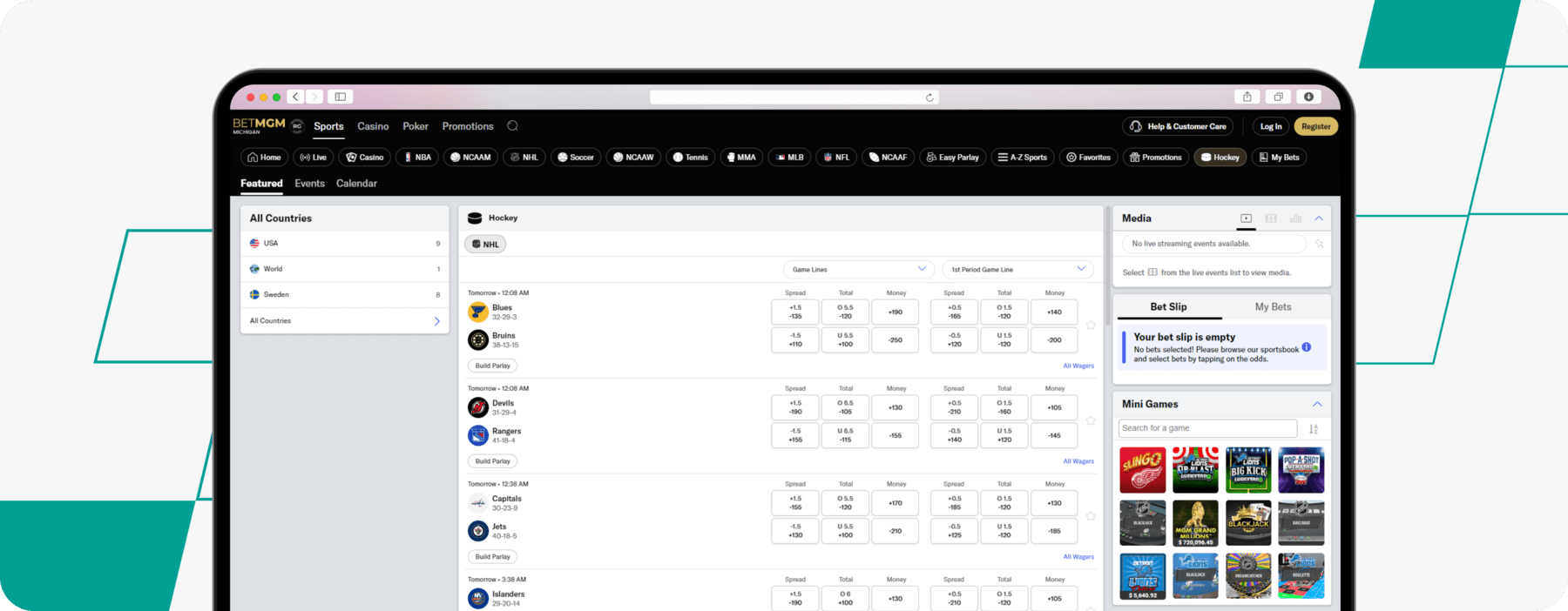 betmgm michigan nhl desktop screenshot