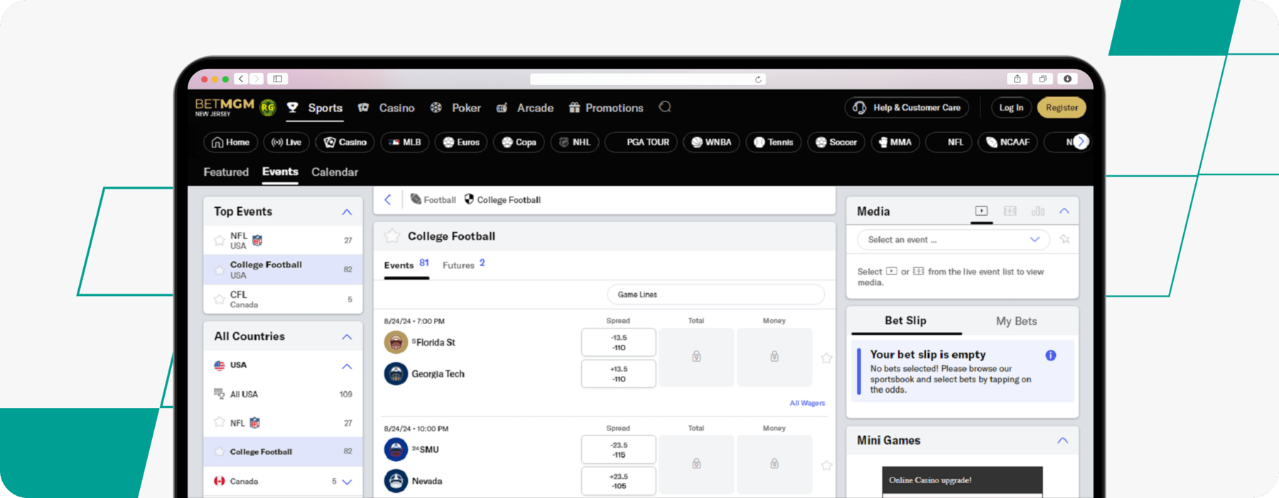 BetMGM Football Desktop Screenshot