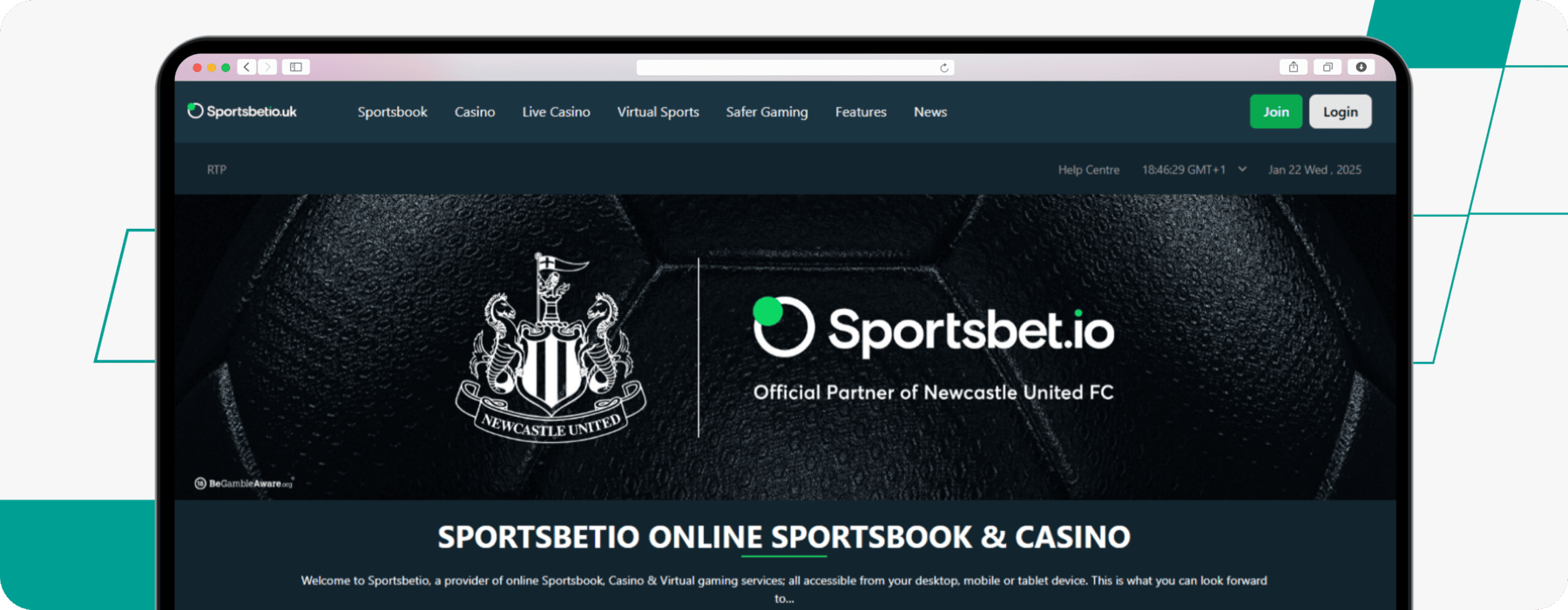 screenshot of sportsbet.io homepage